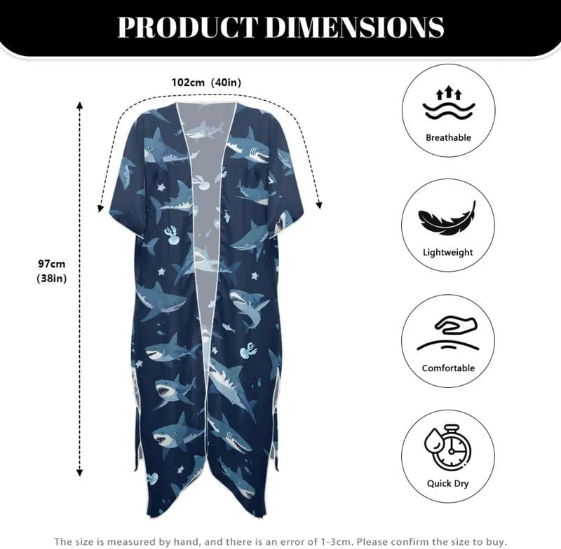 Irisjudy Women Beach Cover Up Cardigans Chiffon Open Front Kimono, Cute Fruits Loose Bathing Suit Cover Ups Wraps