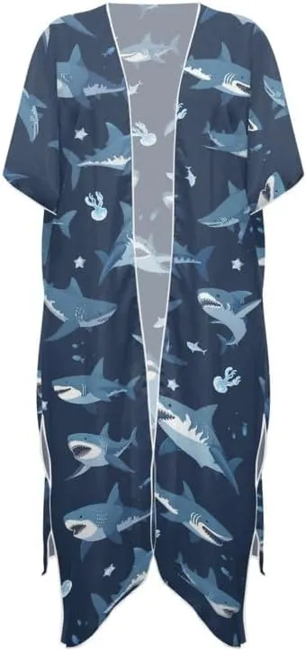 Irisjudy Women Beach Cover Up Cardigans Chiffon Open Front Kimono, Cute Fruits Loose Bathing Suit Cover Ups Wraps
