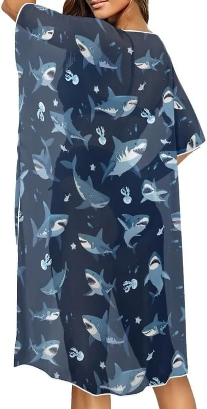 Irisjudy Women Beach Cover Up Cardigans Chiffon Open Front Kimono, Cute Fruits Loose Bathing Suit Cover Ups Wraps
