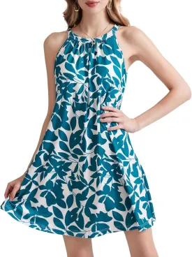 JOYSHAPER Built in Bra Summer Dress Casual Beach Sundress Flowy Halter Dress