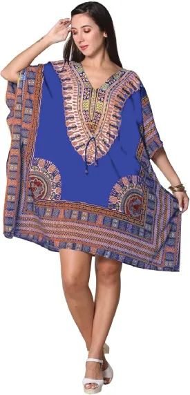 KARACHIC BY NF Women's Beautiful Prints Short Kimono Kaftan Dress Coverup Loose Sundress Caftan