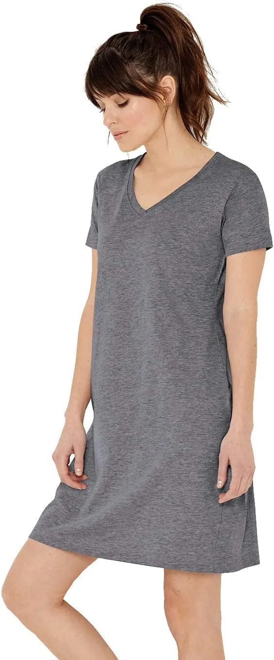 LAT Ladies 100% Cotton Jersey Short Sleeve V-Neck Swim Cover-up Dress (3522)