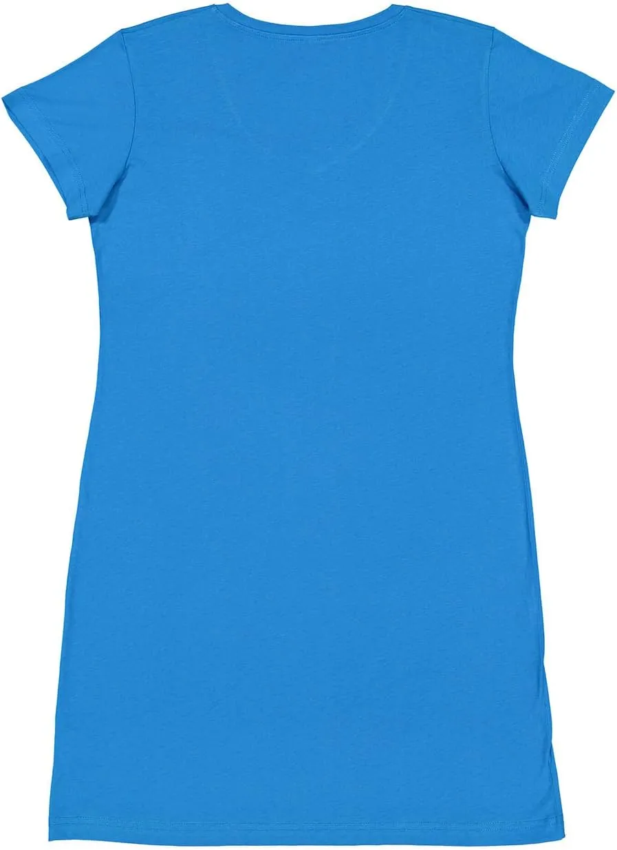 LAT Ladies 100% Cotton Jersey Short Sleeve V-Neck Swim Cover-up Dress (3522)