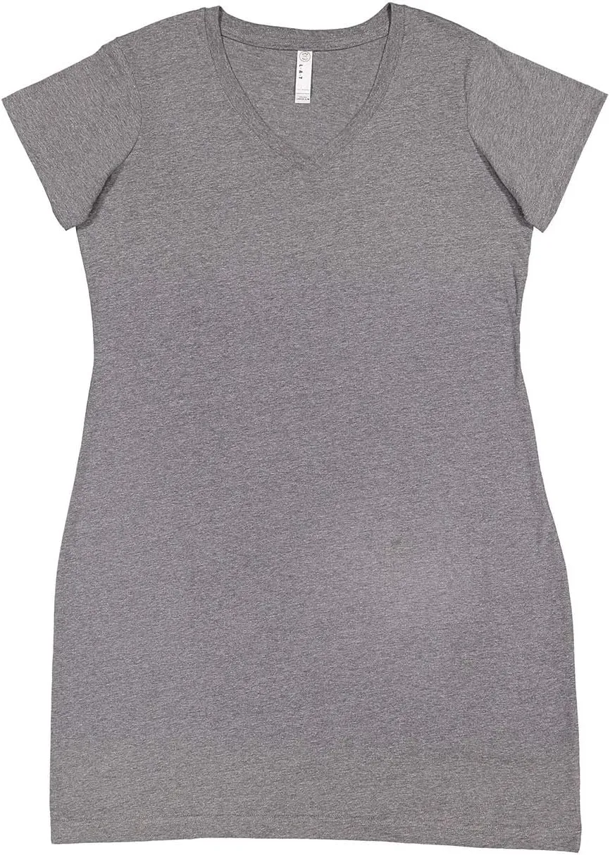 LAT Ladies 100% Cotton Jersey Short Sleeve V-Neck Swim Cover-up Dress (3522)