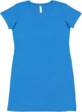 LAT Ladies 100% Cotton Jersey Short Sleeve V-Neck Swim Cover-up Dress (3522)