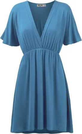Lock and Love Womens Short Sleeve Kimono Style Deep V Neck Casual Summer Dress S-3XL Plus Size