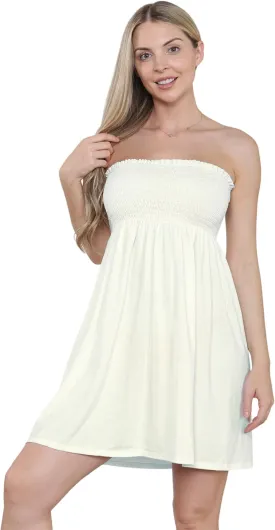 Loxdonz Women's Sun Strapless Tube Short Dress Summer Dresses Casual Mini Beach Cover Up