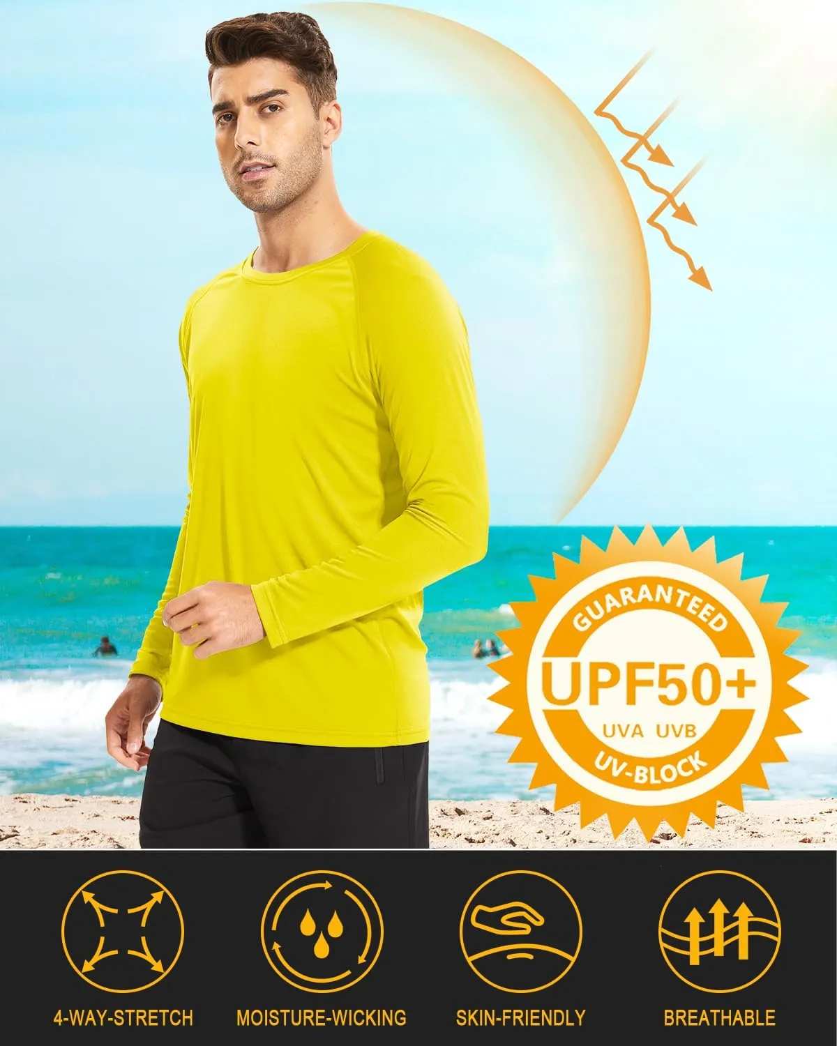 MAGCOMSEN Men's Long Sleeve Shirts UPF 50  UV Sun Protection Athletic Shirts for Hiking Running Workout Rash Guard