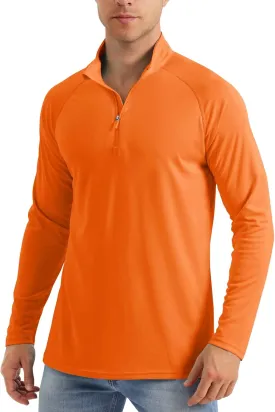 MAGCOMSEN Men's Long Sleeve Sun Shirts UPF 50  Tees 1/4 Zip Up Fishing Running Rash Guard T-Shirts Outdoor Shirt