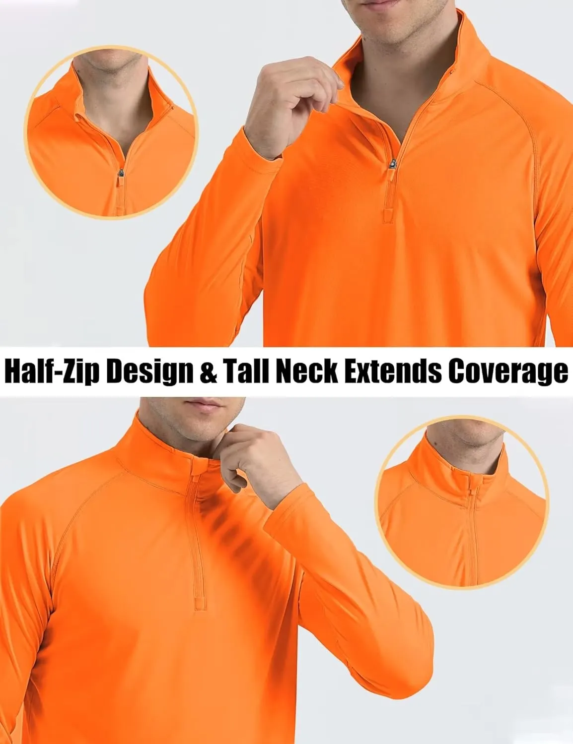 MAGCOMSEN Men's Long Sleeve Sun Shirts UPF 50  Tees 1/4 Zip Up Fishing Running Rash Guard T-Shirts Outdoor Shirt