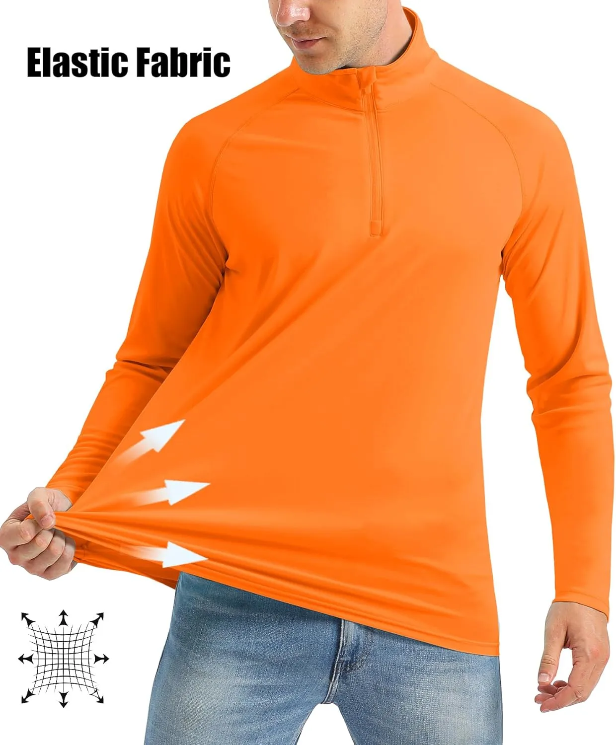 MAGCOMSEN Men's Long Sleeve Sun Shirts UPF 50  Tees 1/4 Zip Up Fishing Running Rash Guard T-Shirts Outdoor Shirt