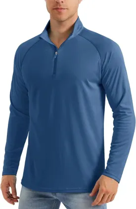 MAGCOMSEN Men's Long Sleeve Sun Shirts UPF 50  Tees 1/4 Zip Up Fishing Running Rash Guard T-Shirts Outdoor Shirt