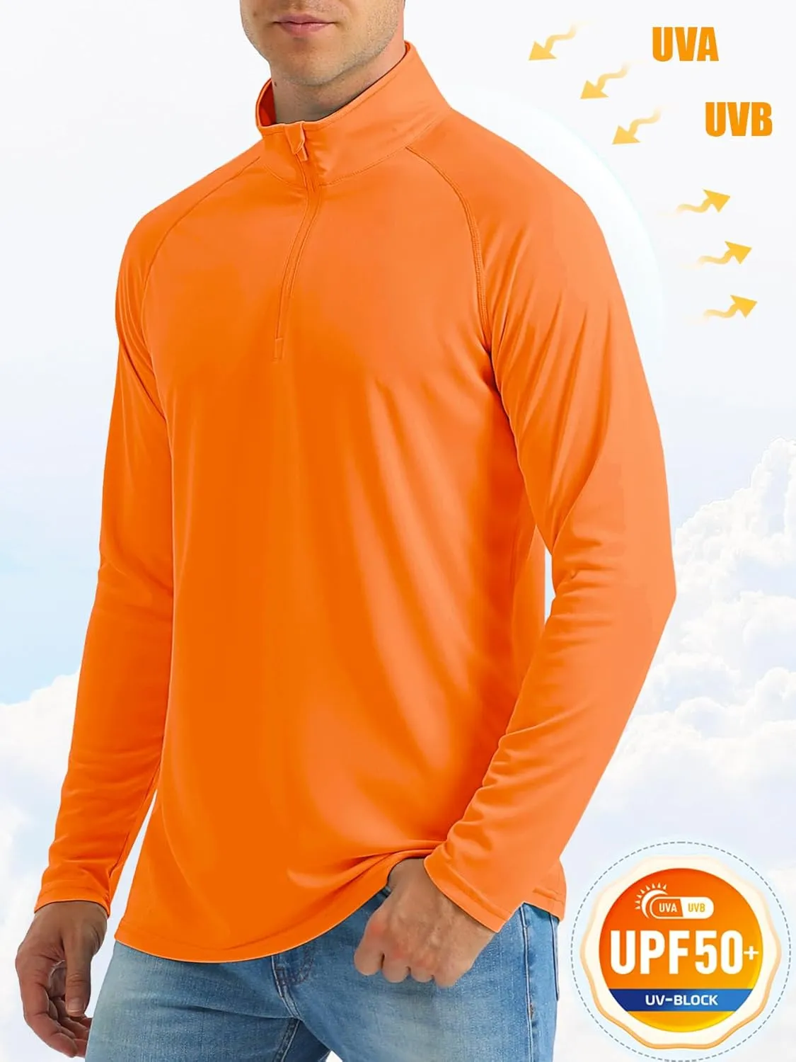 MAGCOMSEN Men's Long Sleeve Sun Shirts UPF 50  Tees 1/4 Zip Up Fishing Running Rash Guard T-Shirts Outdoor Shirt