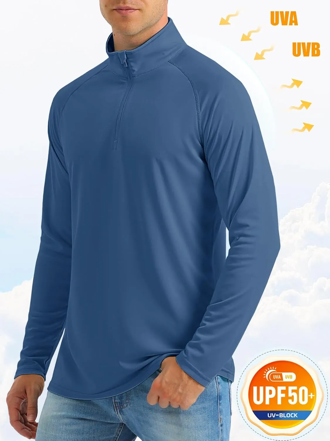 MAGCOMSEN Men's Long Sleeve Sun Shirts UPF 50  Tees 1/4 Zip Up Fishing Running Rash Guard T-Shirts Outdoor Shirt