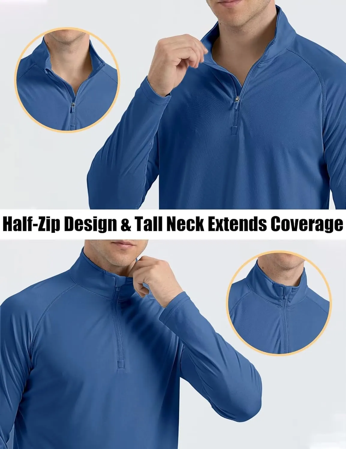 MAGCOMSEN Men's Long Sleeve Sun Shirts UPF 50  Tees 1/4 Zip Up Fishing Running Rash Guard T-Shirts Outdoor Shirt