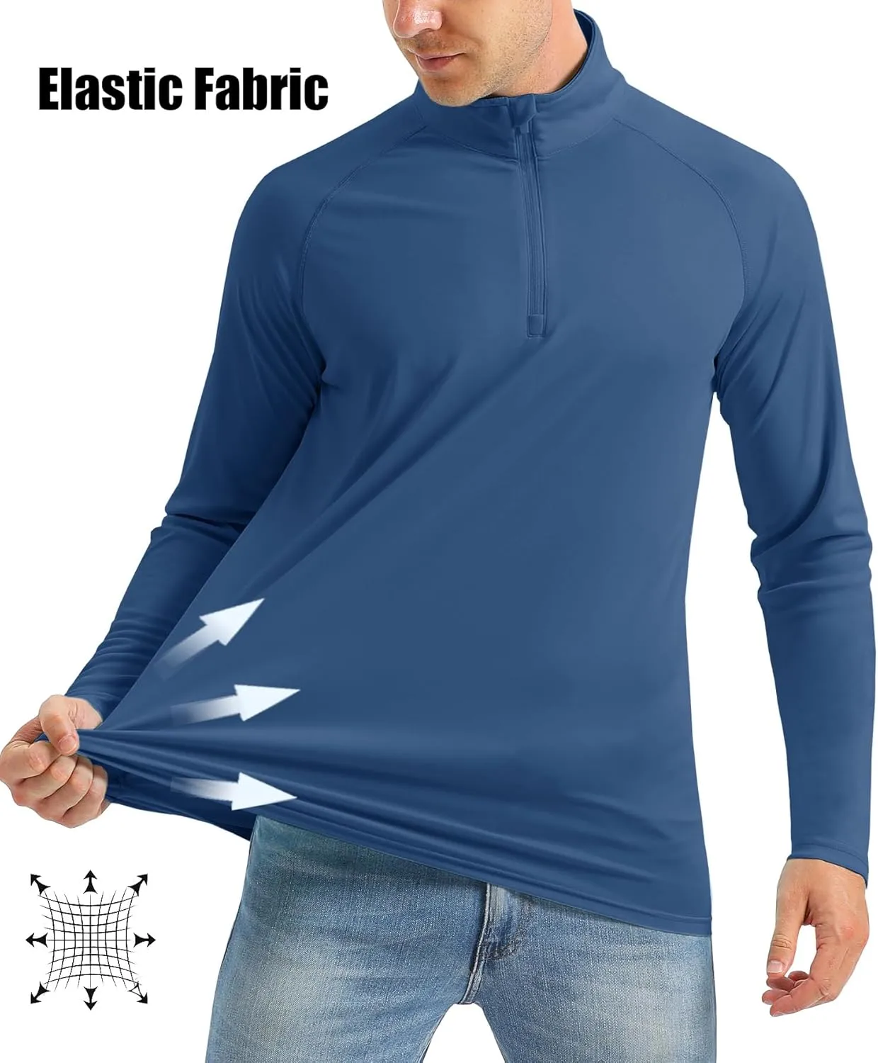 MAGCOMSEN Men's Long Sleeve Sun Shirts UPF 50  Tees 1/4 Zip Up Fishing Running Rash Guard T-Shirts Outdoor Shirt