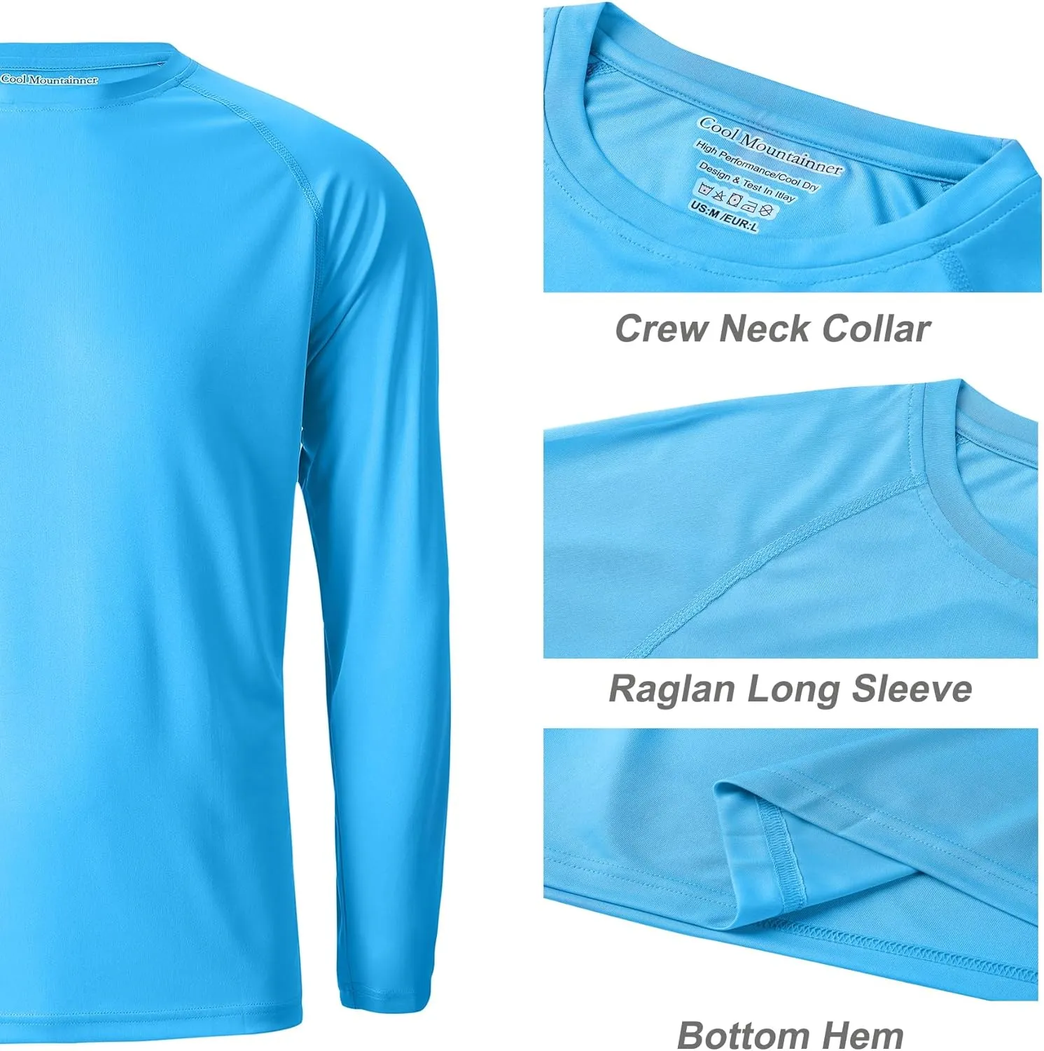 Men's Athletic Running Shirt Long Sleeve Quick Dry UPF 50  Sun Protection Hiking Fishing T-Shirts for Men