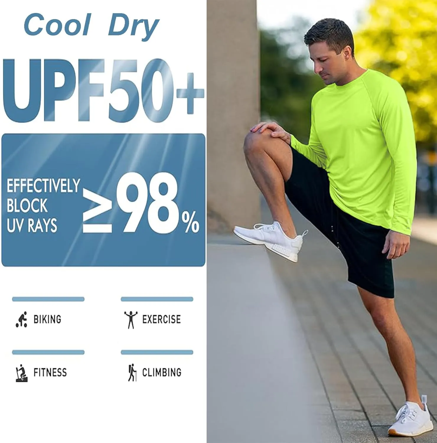 Men's Athletic Running Shirt Long Sleeve Quick Dry UPF 50  Sun Protection Hiking Fishing T-Shirts for Men
