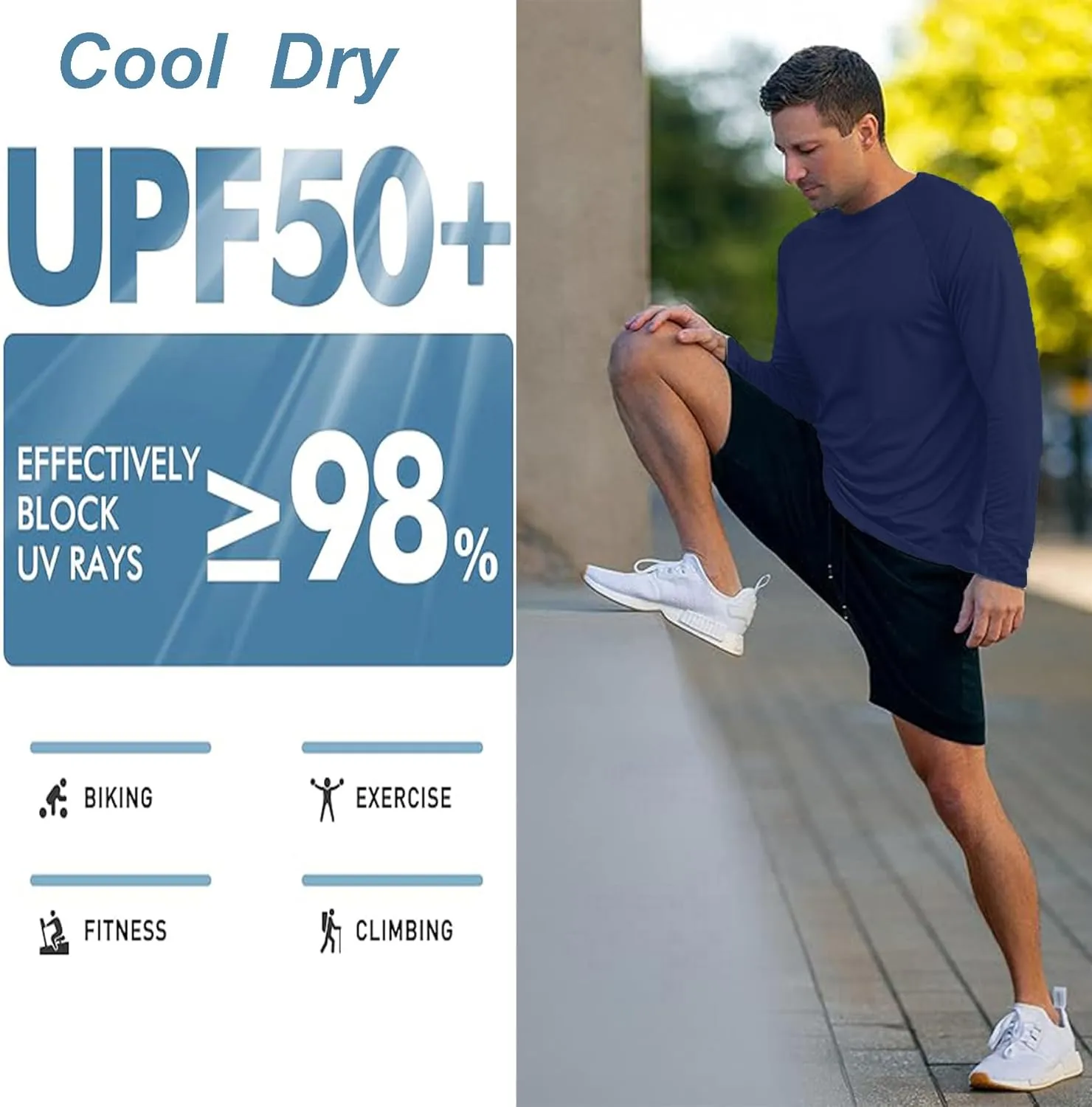 Men's Athletic Running Shirt Long Sleeve Quick Dry UPF 50  Sun Protection Hiking Fishing T-Shirts for Men