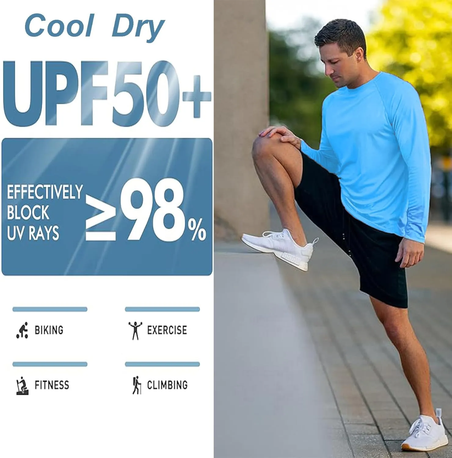 Men's Athletic Running Shirt Long Sleeve Quick Dry UPF 50  Sun Protection Hiking Fishing T-Shirts for Men