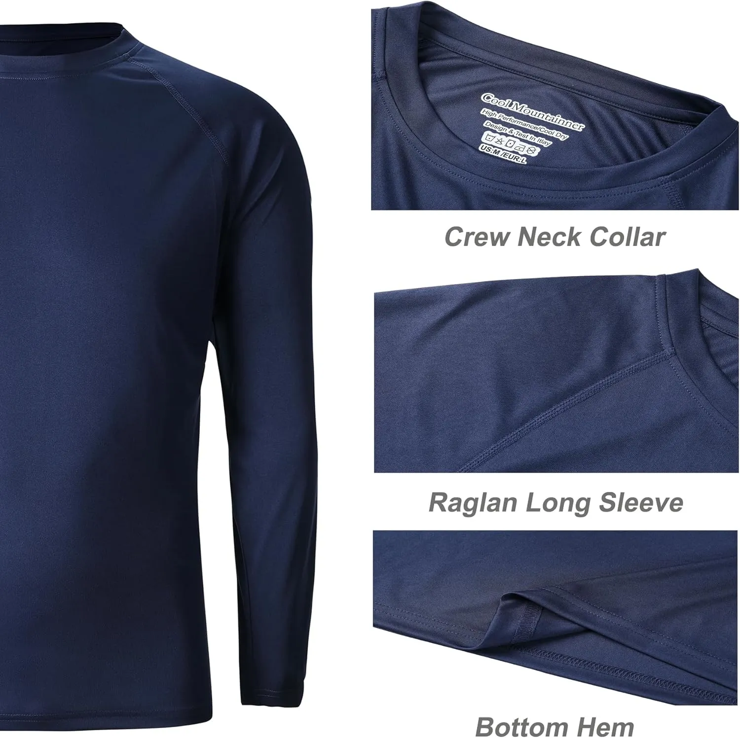 Men's Athletic Running Shirt Long Sleeve Quick Dry UPF 50  Sun Protection Hiking Fishing T-Shirts for Men