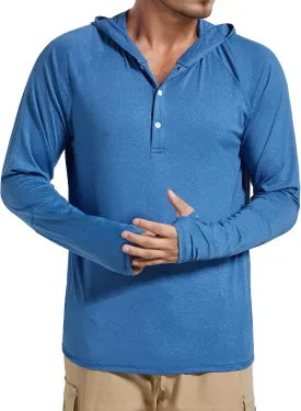 Men's UPF 50  Sun Protection Hoodie Fishing Shirts Long Sleeve Rash Guard SPF UV Shirt with Thumbhole