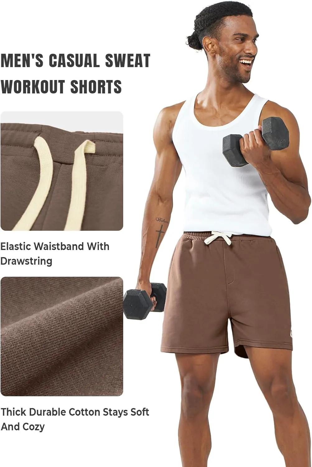 NORTHYARD Men's Sweat Shorts 5" with Pockets Cotton Drawstring Summer Workout Casual Lounge Shorts