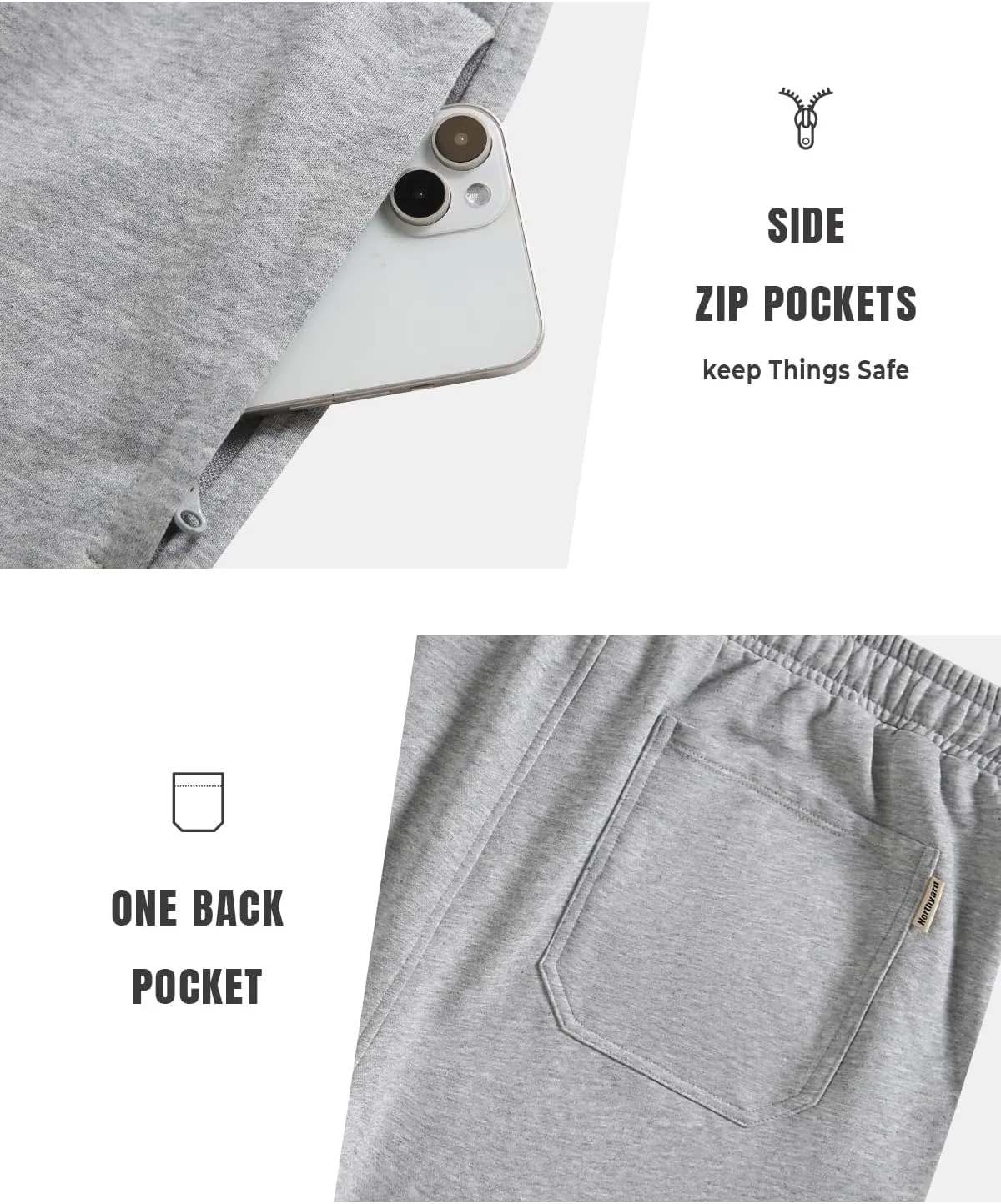 NORTHYARD Men's Sweat Shorts 5" with Pockets Cotton Drawstring Summer Workout Casual Lounge Shorts