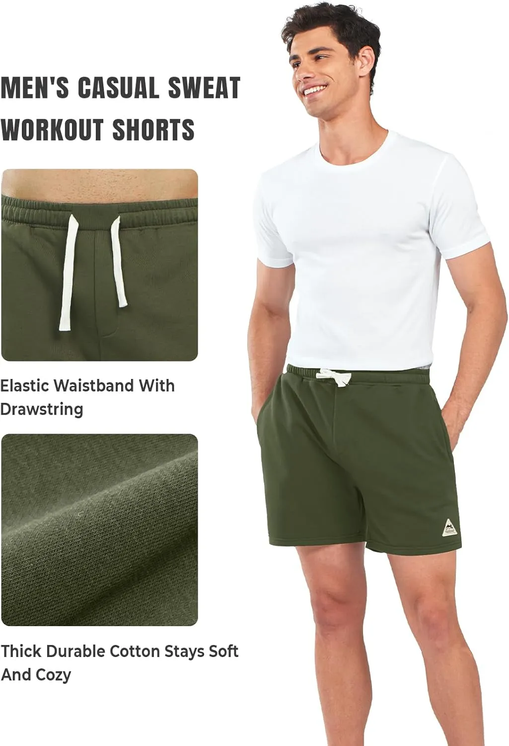 NORTHYARD Men's Sweat Shorts 5" with Pockets Cotton Drawstring Summer Workout Casual Lounge Shorts