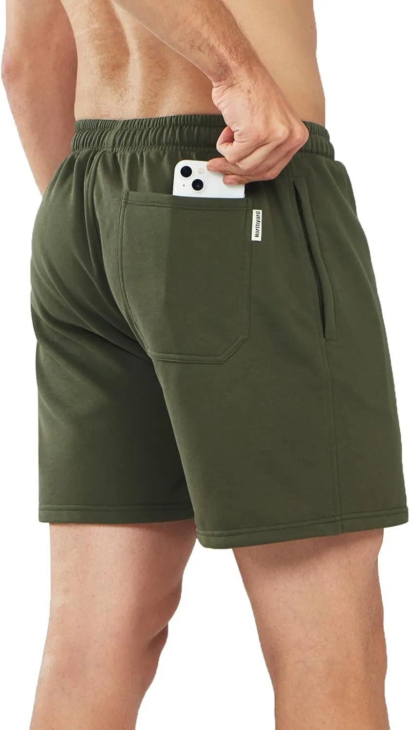 NORTHYARD Men's Sweat Shorts 5" with Pockets Cotton Drawstring Summer Workout Casual Lounge Shorts