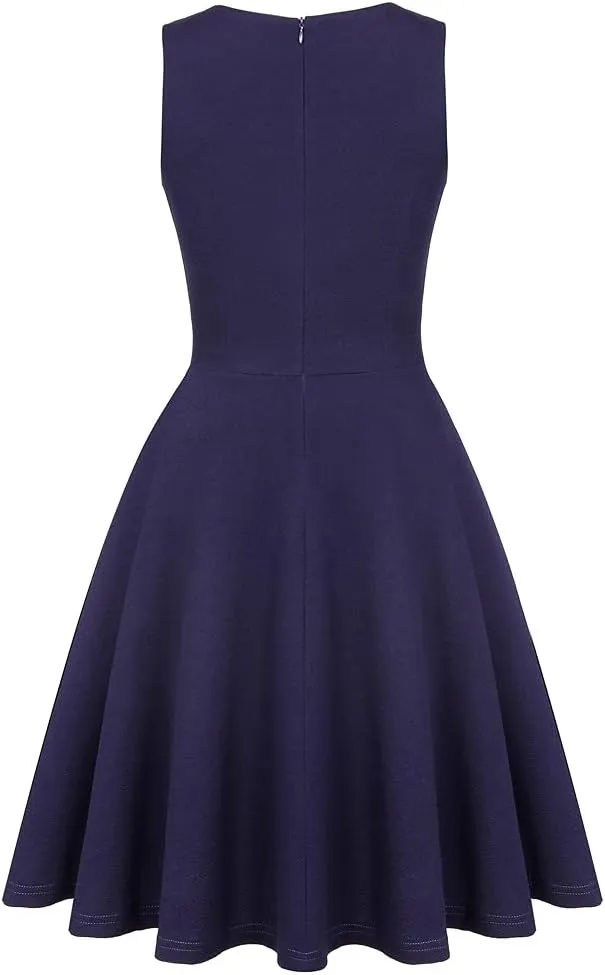 OWIN Women's Vintage Floral Lace Flared A-Line Swing Casual Party Cocktail Dresses Sleeveless