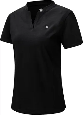 Rdruko Women's Golf Shirts Short Sleeve Dry Fit V Neck Tennis Tops Moisture Wicking Athletic Workout Polo Shirts UPF 50 