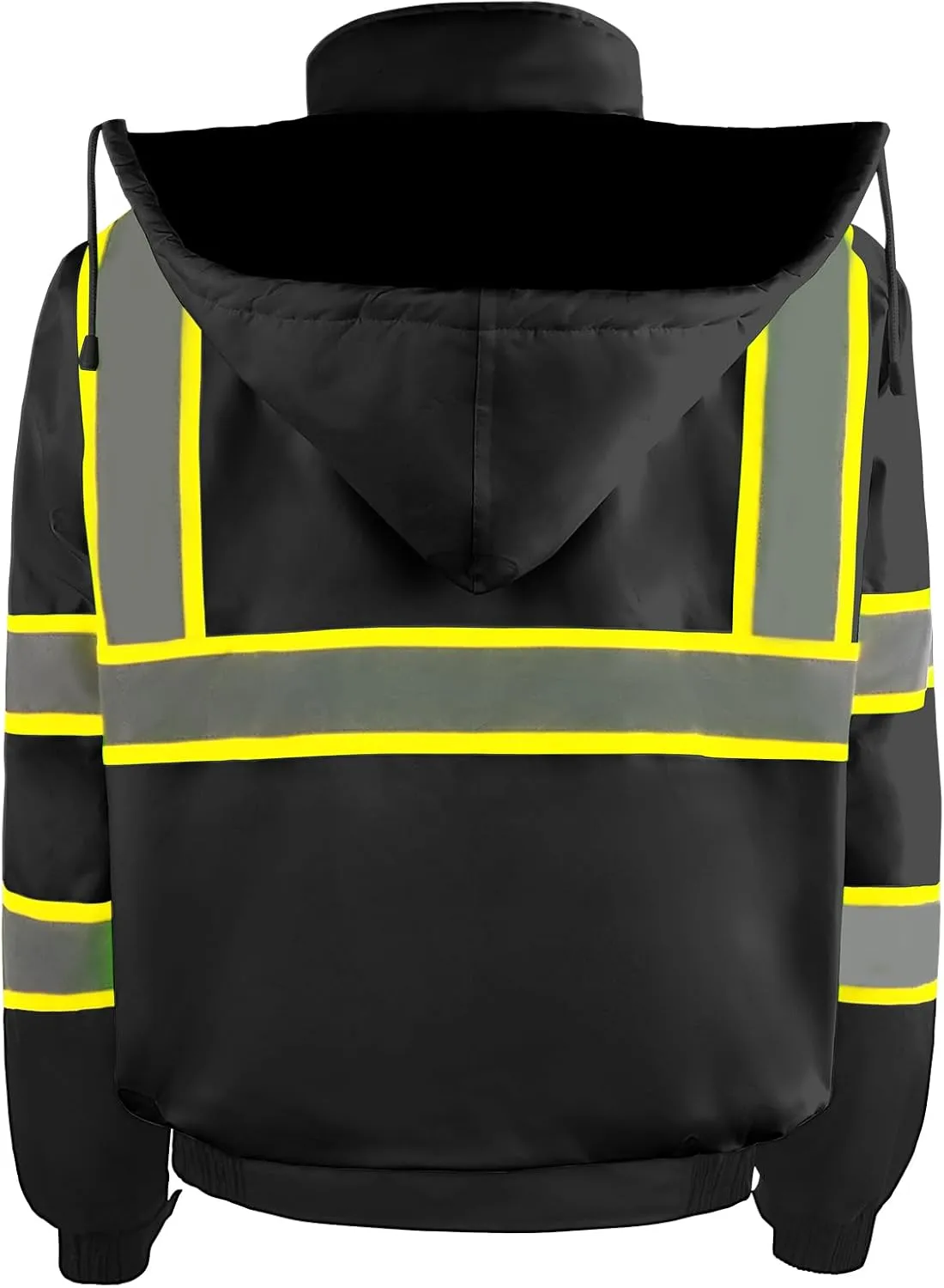 Safety Work Bomber Reflective Jackets for Men, Winter High Visibility Fleece Liner Jacket ANSI Compliant Waterproof