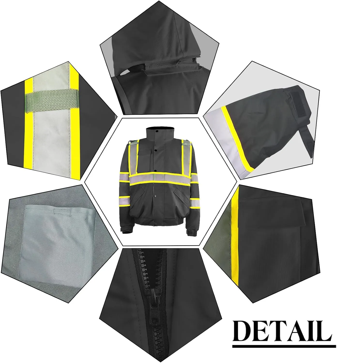 Safety Work Bomber Reflective Jackets for Men, Winter High Visibility Fleece Liner Jacket ANSI Compliant Waterproof