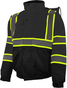 Safety Work Bomber Reflective Jackets for Men, Winter High Visibility Fleece Liner Jacket ANSI Compliant Waterproof