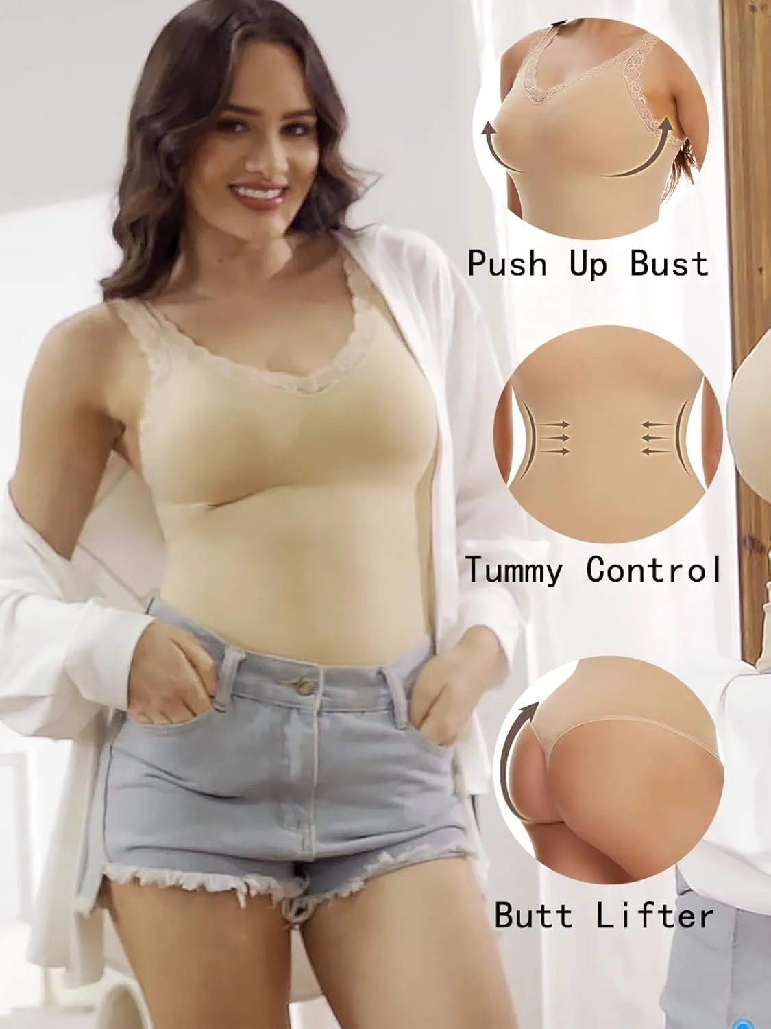 SHAPERIN Bodysuits for Women Shapewear Tummy Control Body Suit Seamless Sculpting Shaping Body Shaper Tank Top
