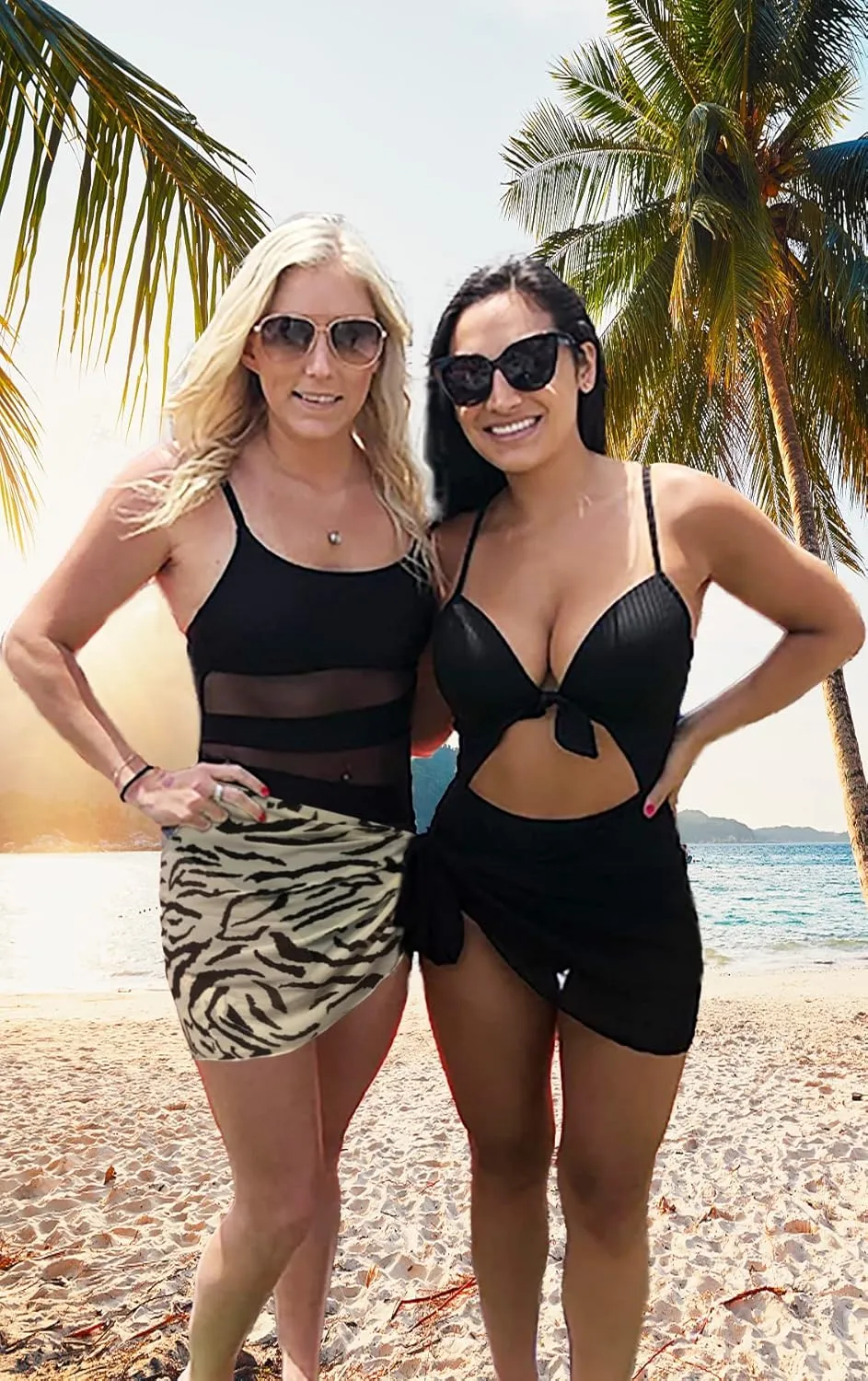Swimsuit Coverups for Women Sarong Beach Bikini Wrap Sheer Short Skirt Chiffon Scarf for Swimwear