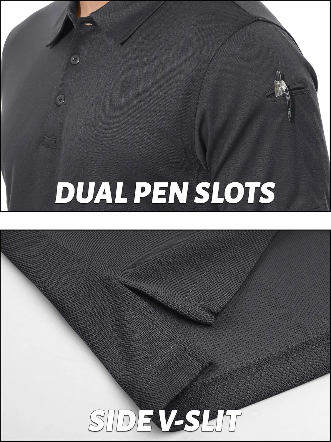 TACVASEN Men's Polo Shirts Dry Fit Tactical Golf Polos Short Sleeve Shirt UPF 50  Performance Collared Work Athletic