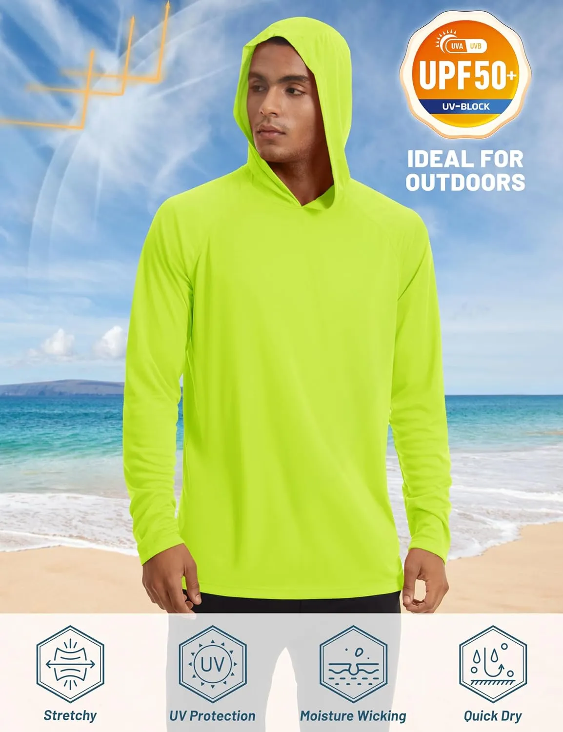TACVASEN Mens Sun Protection Shirts UPF 50  Rash Guard for Men Long Sleeve Lightweight SPF UV Hoodie Swimming Hiking