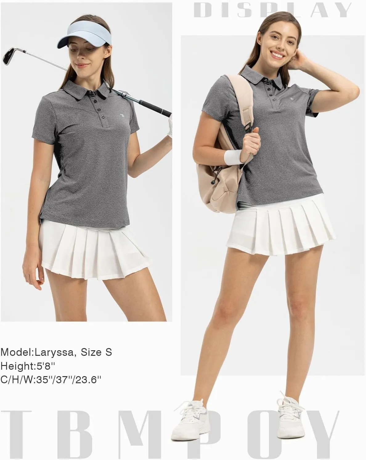 TBMPOY Women's Golf Polo Short Sleeve Shirts Lightweight Moisture Wicking Collared T Shirt Quick Dry 4-Button