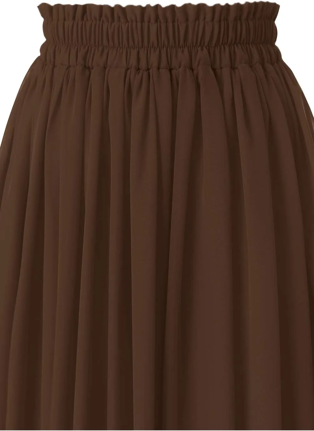 Topdress Women's Chiffon Skirts Elastic High Waist Tea Length A-line Ruffle Beach Skirts