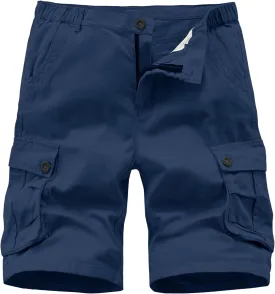 Vcansion Men's Cargo Shorts Casual Cotton Multi-Pockets Elastic Waist Camo Shorts