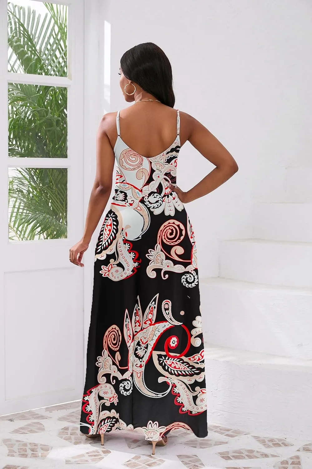 vunahzma Womens Casual Fashion Sleeveless Plus Size Loose Long Sexy Maxi Dress with Pockets