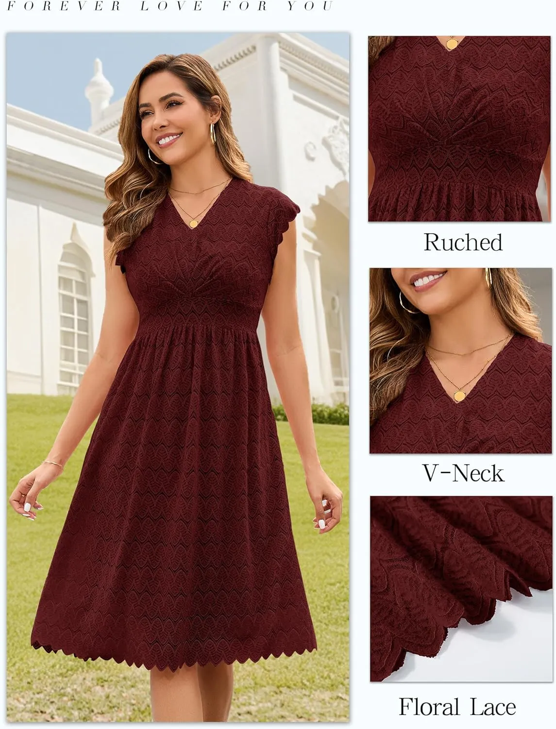 Wedtrend Women's Prom Dress 2025 Floral Summer Wedding Guest Dress Ruffle Sleeve Bridesmaid Formal Cocktail Dresses