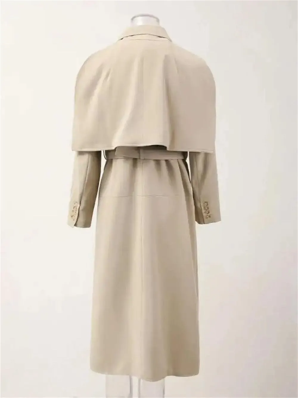 Women Coat Doufeng Two-Piece Long Trench Solid Single Breasted Trenchcoats Lapel High Street Jacket