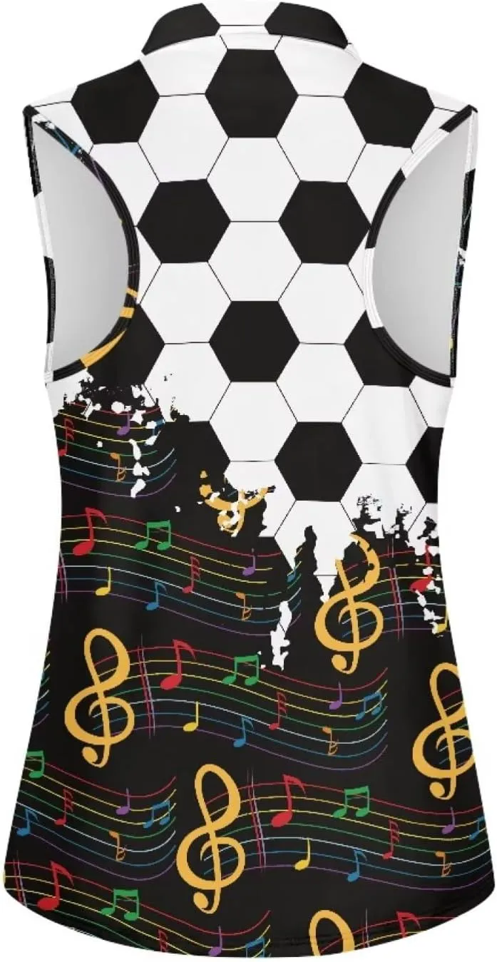 Womens Sleeveless Golf Shirts Zip Up V Neck Workout Tank Tops Quick Dry Lightweight Athletic Tops