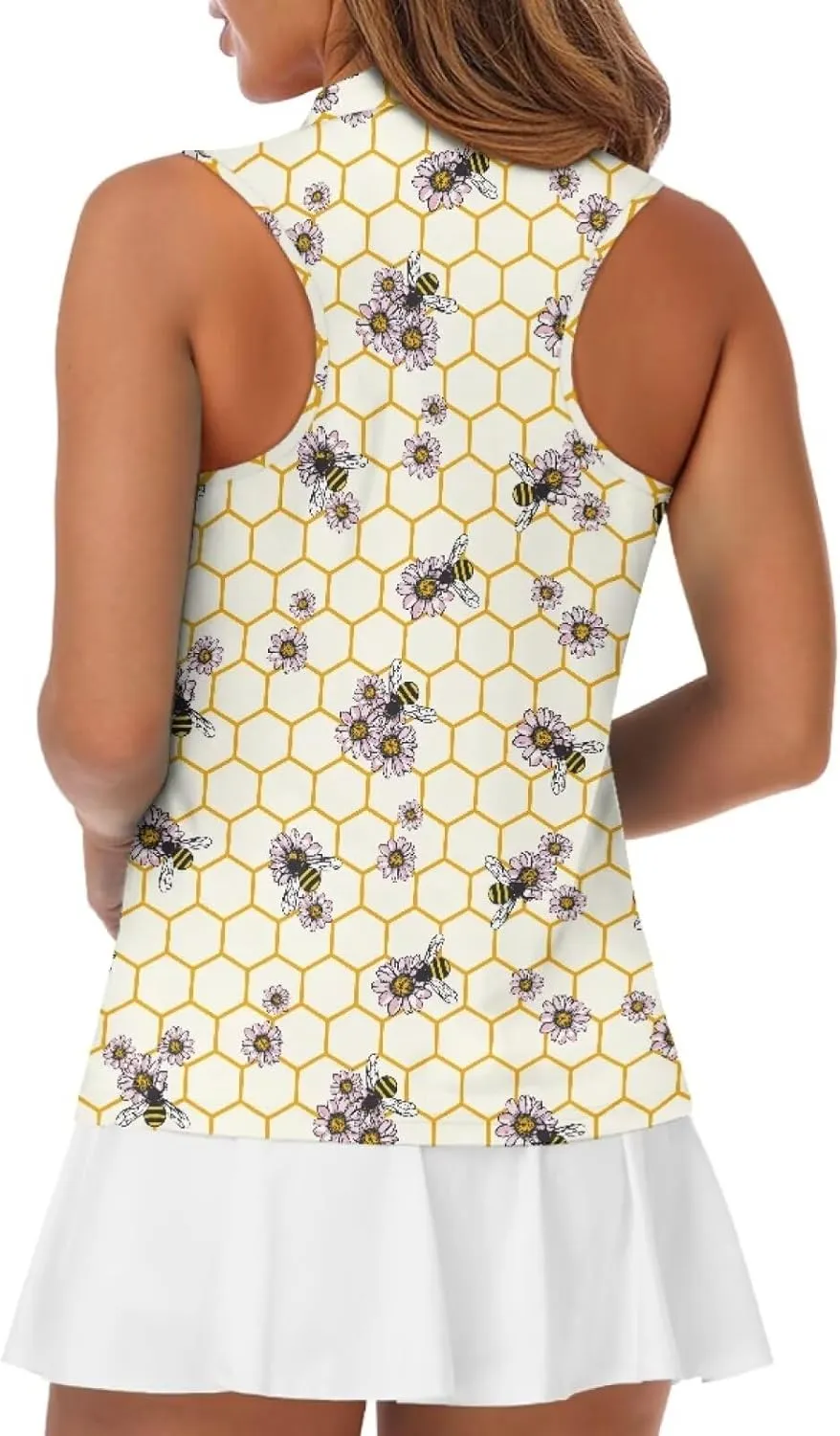 Womens Sleeveless Golf Shirts Zip Up V Neck Workout Tank Tops Quick Dry Lightweight Athletic Tops