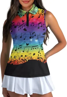 Womens Sleeveless Golf Shirts Zip Up V Neck Workout Tank Tops Quick Dry Lightweight Athletic Tops
