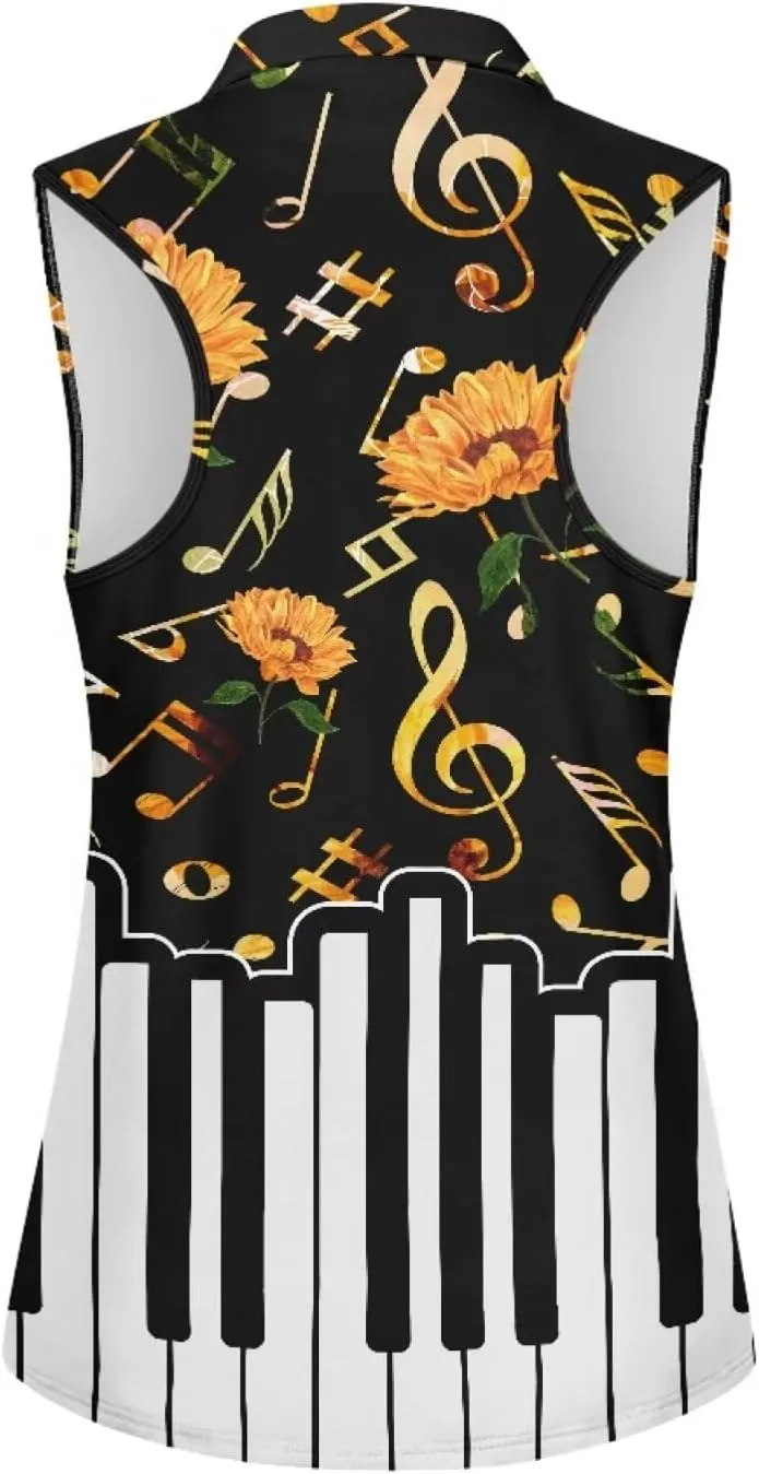 Womens Sleeveless Golf Shirts Zip Up V Neck Workout Tank Tops Quick Dry Lightweight Athletic Tops