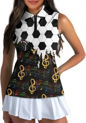 Womens Sleeveless Golf Shirts Zip Up V Neck Workout Tank Tops Quick Dry Lightweight Athletic Tops
